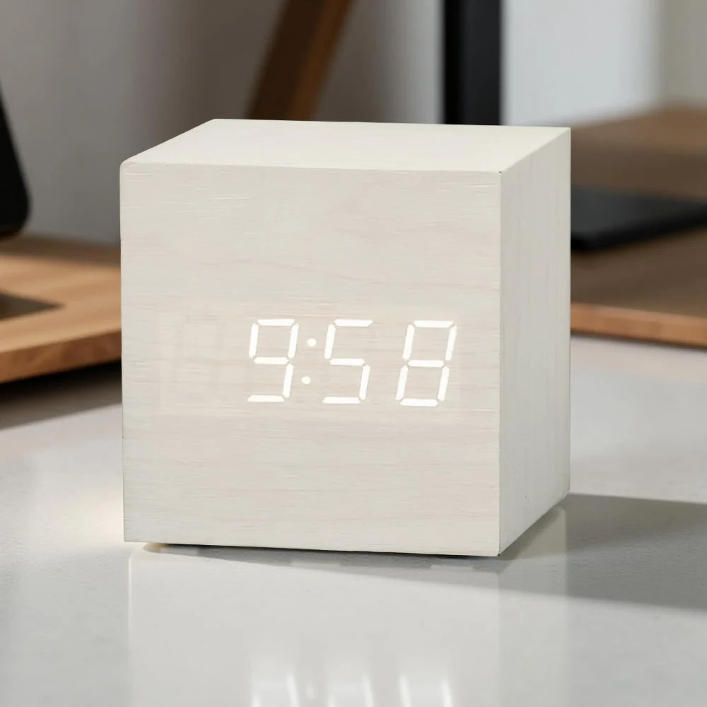 Digital Alarm Clock Modern Design Cube Shape Led Alarm Clock - Image 4